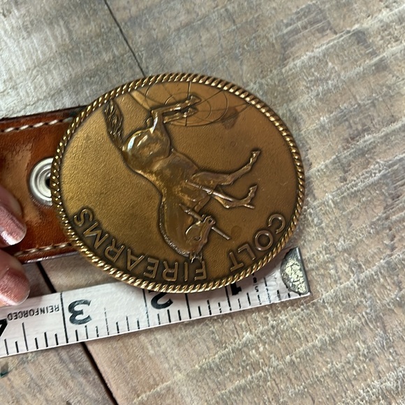 VTG Colt Firearms Buckle Signed solid brass with leather belt - men’s - Picture 11 of 12